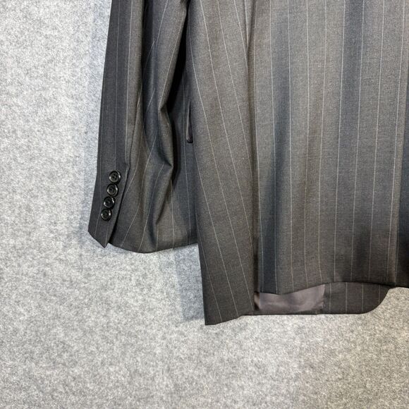 Loro Piana Hickey Freeman Mens Suit Coat Gray Pin Stripe Size 42R - Picture 11 of 14